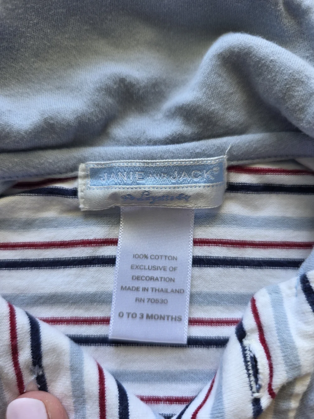 Janie and Jack Striped Romper in White, Blue and Red Accent